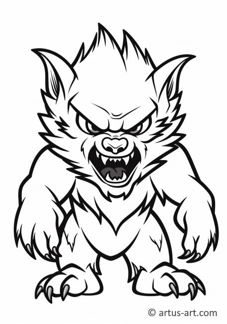 Weerwolf Halloween Kleurplaat
